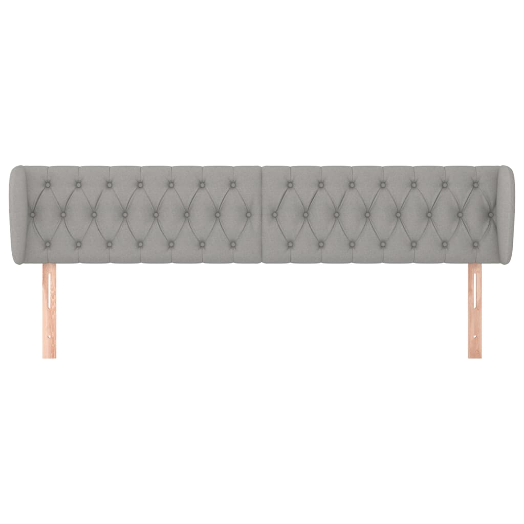 Kopfteil mit Ohren Hellgrau 203x23x78/88 cm Stoff